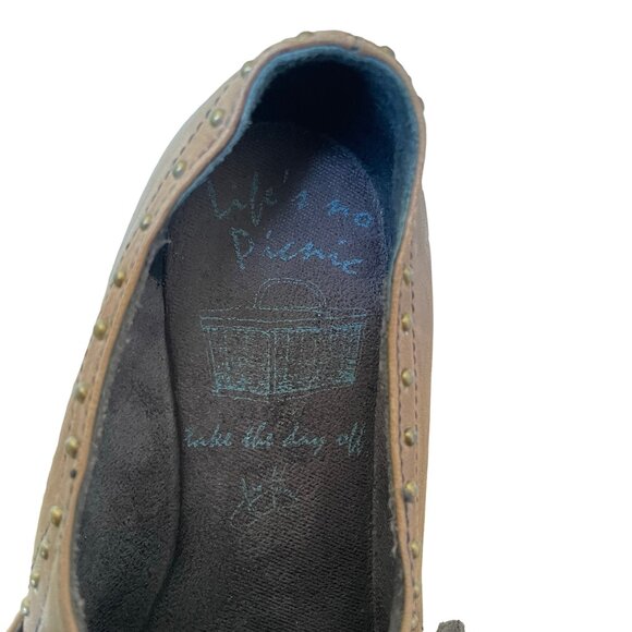 JOHN FLUEVOG Vintage Picnic Chianti Studded Monk Strap Tan Leather Size 7 - Picture 11 of 11